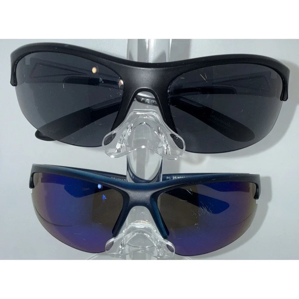 2 pairs Piranha Authentic Polarized Sport Sunglasses UV400 Black & Blue Wrapped
